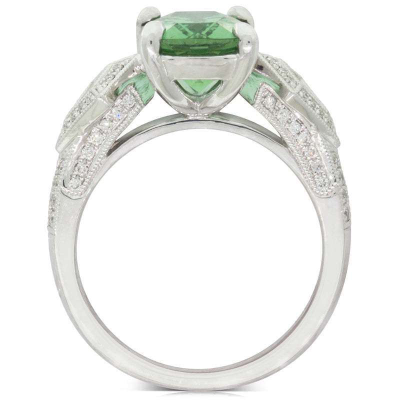 18ct White Gold Tourmaline & Diamond Ring-Ring-Walker & Hall