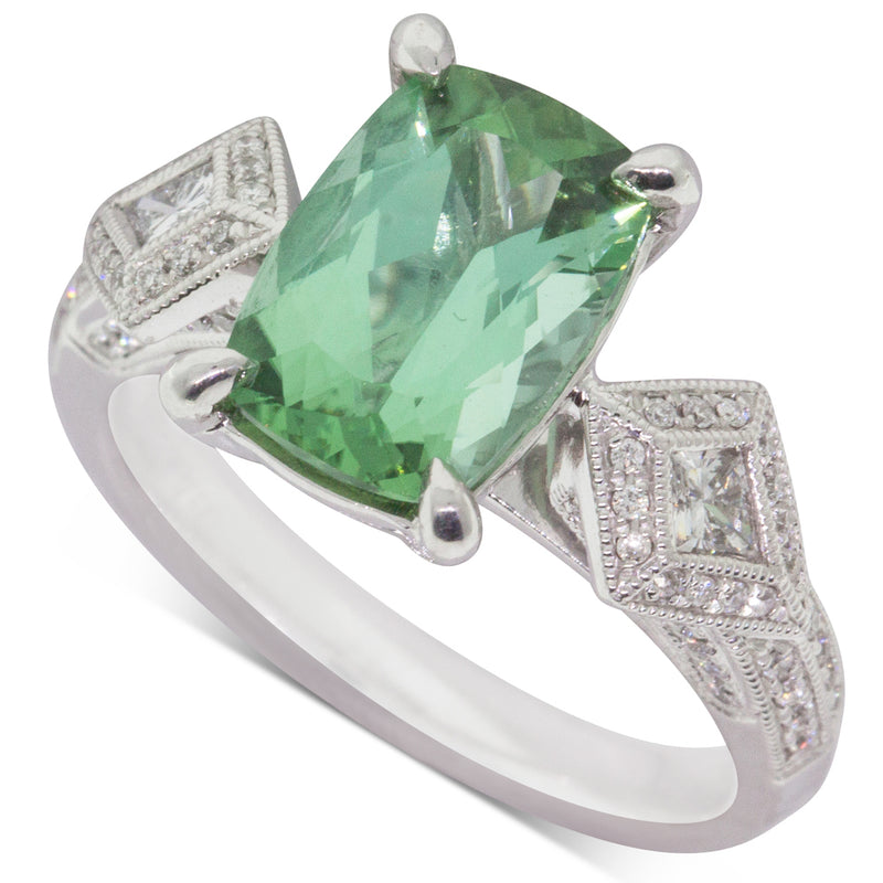 18ct White Gold Tourmaline & Diamond Ring-Ring-Walker & Hall