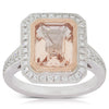 18ct White Gold Morganite & Diamond Halo Ring-Ring-Walker & Hall