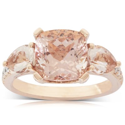18ct Rose Gold Morganite & Diamond Ring-Ring-Walker & Hall
