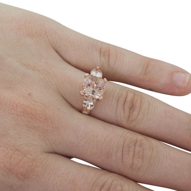 18ct Rose Gold Morganite & Diamond Ring-Ring-Walker & Hall