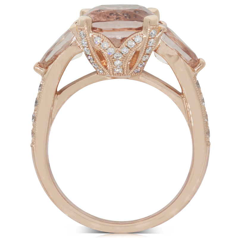 18ct Rose Gold Morganite & Diamond Ring-Ring-Walker & Hall