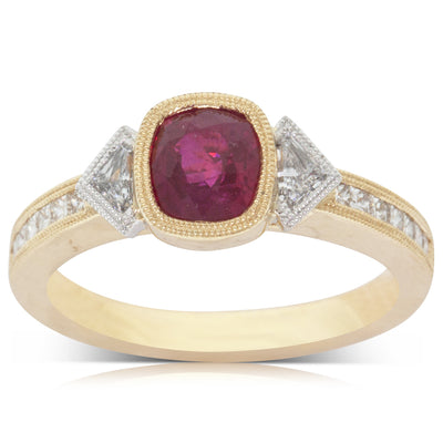 18ct Yellow Gold Ruby & Diamond Ring-Ring-Walker & Hall