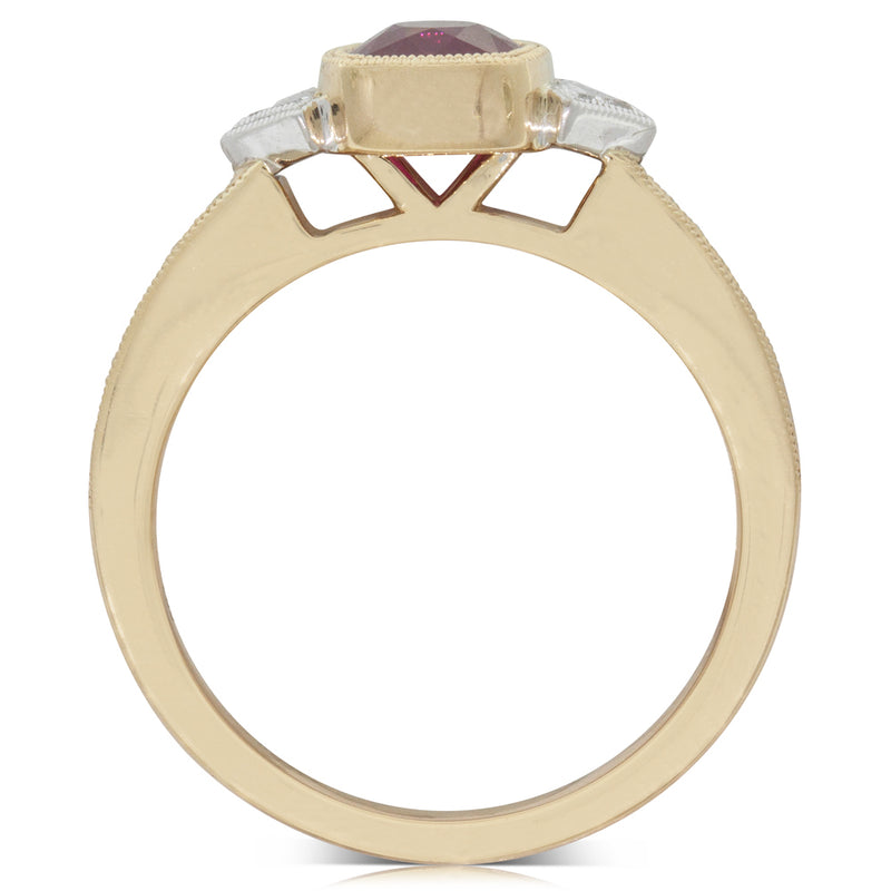 18ct Yellow Gold Ruby & Diamond Ring-Ring-Walker & Hall