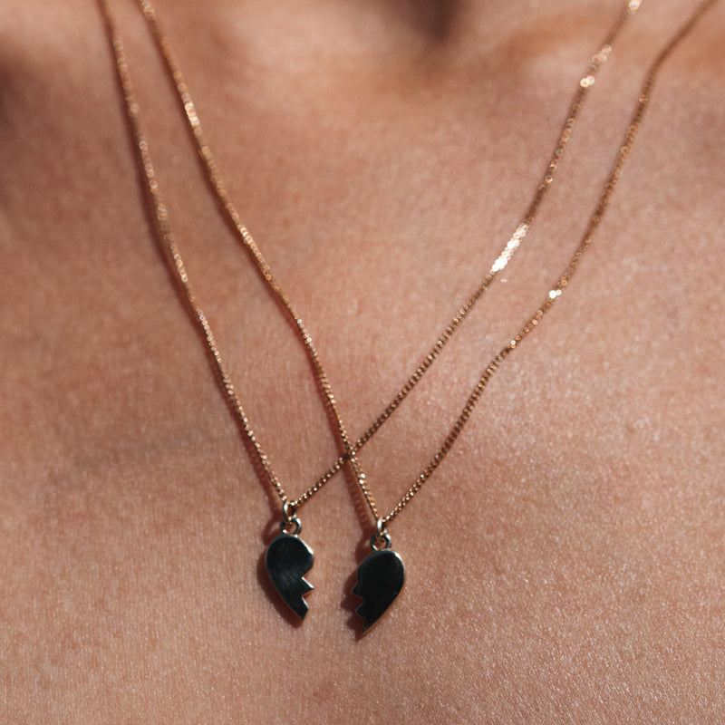 Meadowlark Broken Heart Charm Necklaces - Sterling Silver-Necklace-Walker & Hall