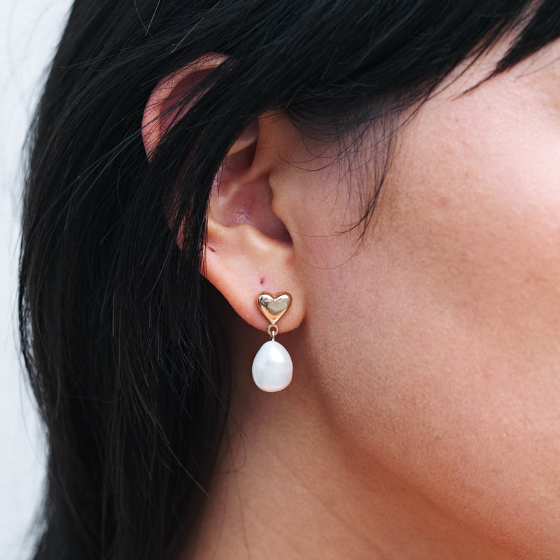 Meadowlark Mini Camille Pearl Drop Earrings - Gold Plated-Earrings-Walker & Hall