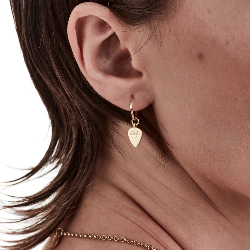 Stolen Girlfriends Club Guitar Pic Anchor Earrings - Gold Plated-Earrings-Walker & Hall