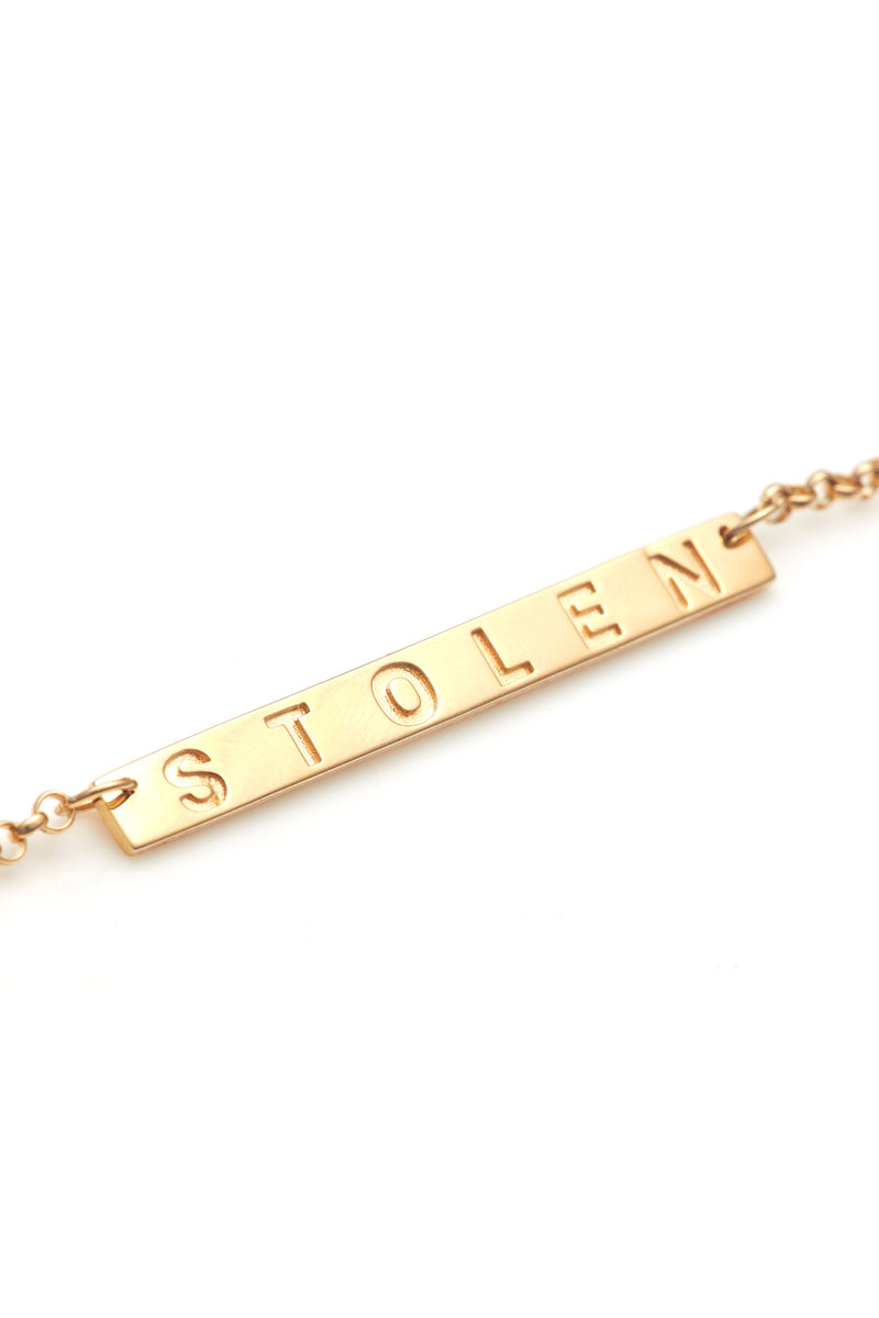 Stolen Girlfriends Club Stolen Plank Necklace - Gold Plated-Necklace-Walker & Hall
