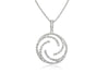 9ct White Gold Diamond Swirl Pendant-Necklace-Walker & Hall