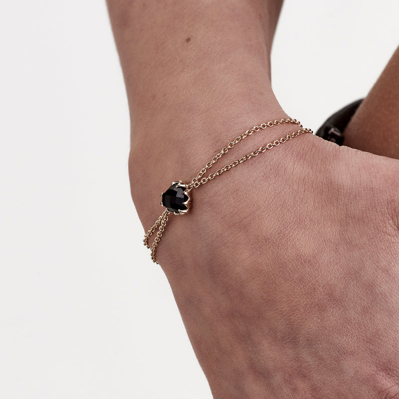 Stolen Girlfriends Club Love Claw Bracelet - Gold Plated & Onyx-Bracelet-Walker & Hall