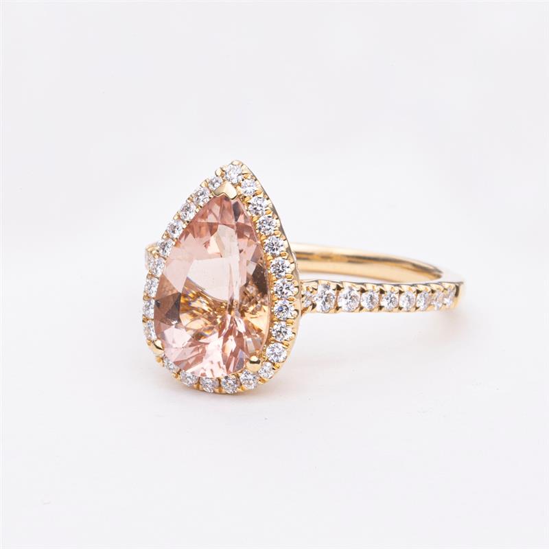 18ct Yellow Gold Morganite & Diamond Sierra Ring-Ring-Walker & Hall