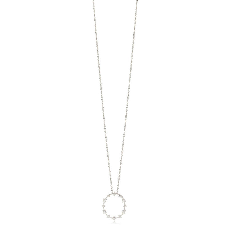 18ct White Gold Diamond Pendant-Necklace-Walker & Hall