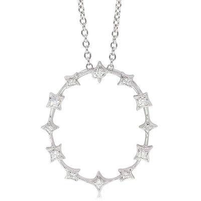 18ct White Gold Diamond Pendant-Necklace-Walker & Hall