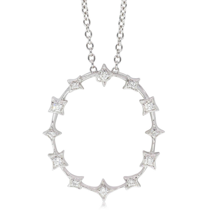 18ct White Gold Diamond Pendant-Necklace-Walker & Hall