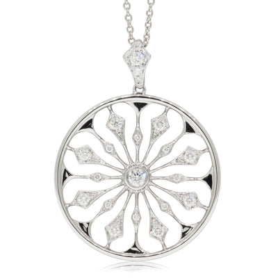18ct White Gold Diamond Snowflake Pendant-Necklace-Walker & Hall