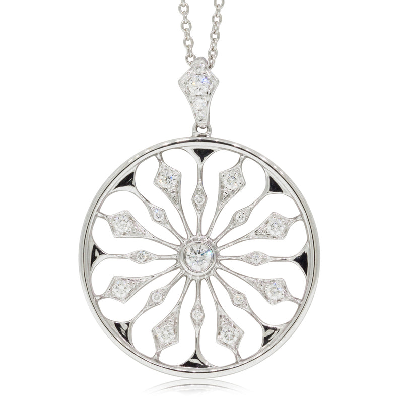 18ct White Gold Diamond Snowflake Pendant-Necklace-Walker & Hall