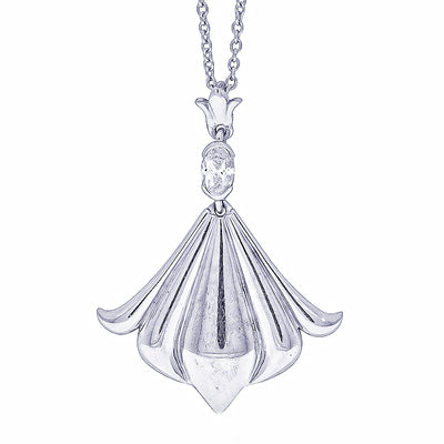18ct White Gold .16ct Diamond Pendant-Necklace-Walker & Hall