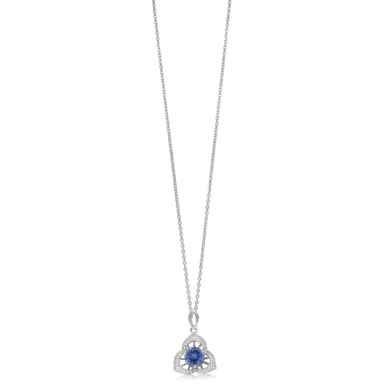 18ct White Gold Tanzanite & Diamond Pendant-Necklace-Walker & Hall