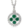 18ct White Gold Emerald & Diamond Pendant-Necklace-Walker & Hall