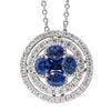 18ct White Gold Sapphire & Diamond Halo Pendant-Necklace-Walker & Hall