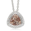 18ct White Gold Morganite & Diamond Halo Pendant-Necklace-Walker & Hall