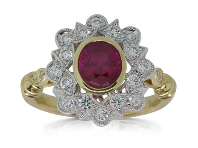 18ct Yellow Gold Ruby And Diamond Dress Ring-Ring-Walker & Hall