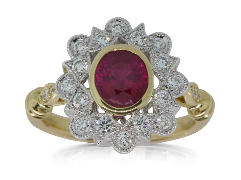 18ct Yellow Gold Ruby And Diamond Dress Ring-Ring-Walker & Hall