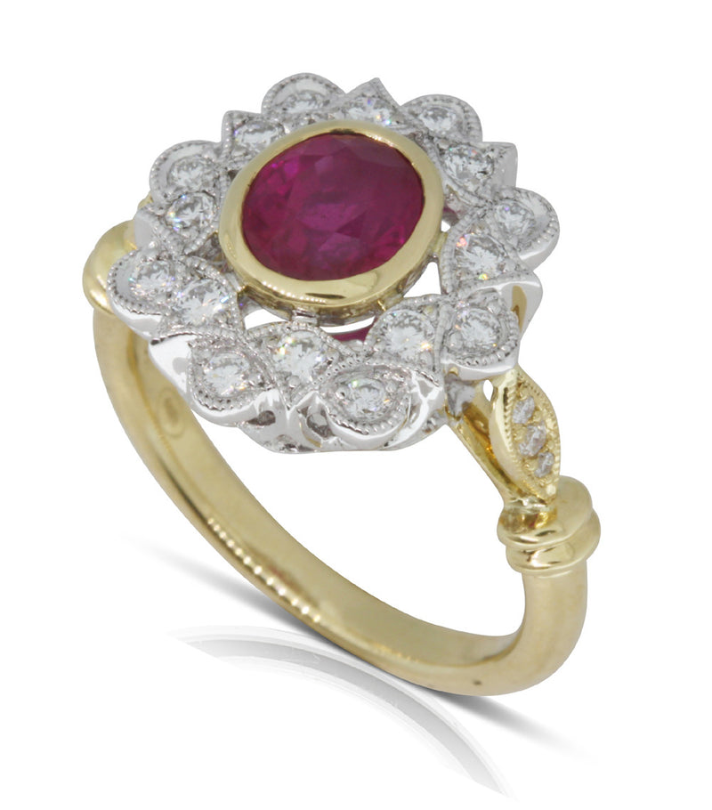 18ct Yellow Gold Ruby And Diamond Dress Ring-Ring-Walker & Hall