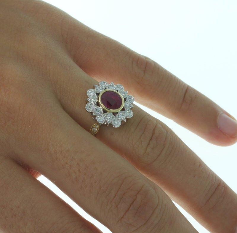 18ct Yellow Gold Ruby And Diamond Dress Ring-Ring-Walker & Hall