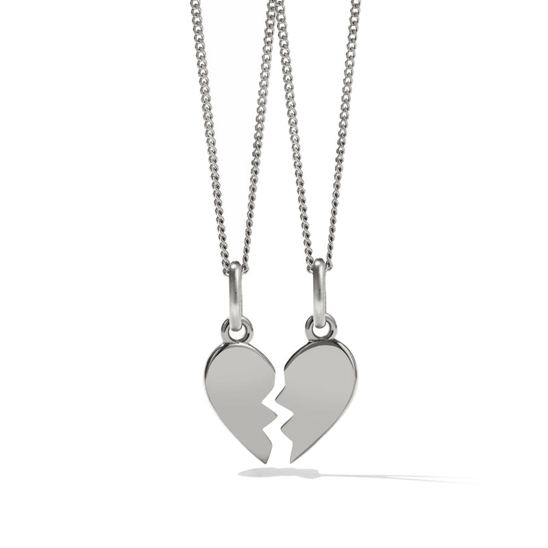 Meadowlark Broken Heart Charm Necklaces - Sterling Silver-Necklace-Walker & Hall