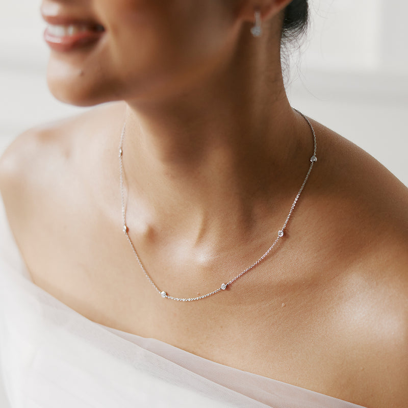 18ct White Gold .50ct Diamond Natalia Chain Necklace-Necklace-Walker & Hall