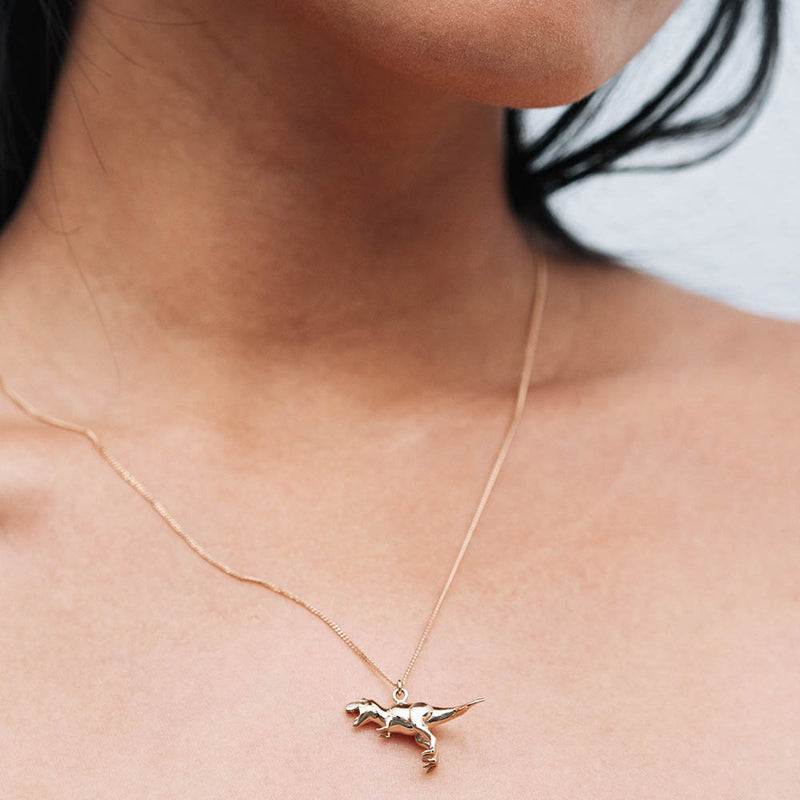 Meadowlark Dinosaur Charm Necklace - Sterling Silver-Necklace-Walker & Hall