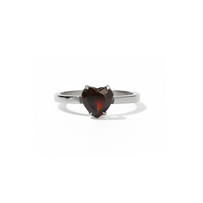 Meadowlark Heart Jewel Ring - Sterling Silver & Thai Garnet-Ring-Walker & Hall