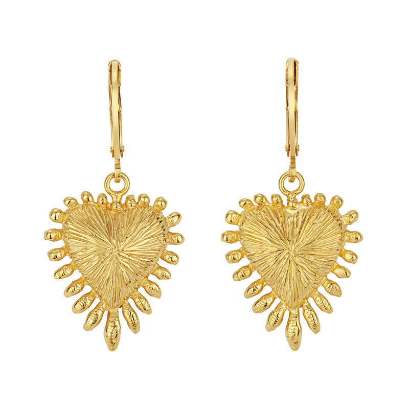 Zoe & Morgan Heart Rays Earrings - Gold Vermeil-Earrings-Walker & Hall