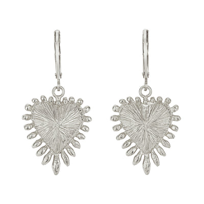Zoe & Morgan Heart Rays Earrings - Sterling Silver-Earrings-Walker & Hall