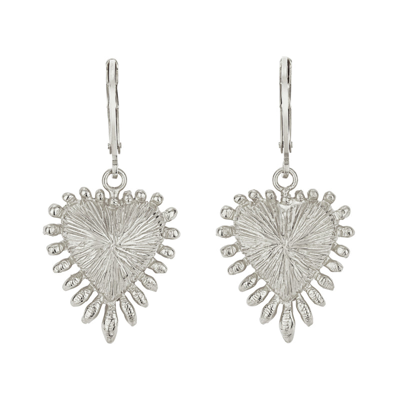 Zoe & Morgan Heart Rays Earrings - Sterling Silver-Earrings-Walker & Hall