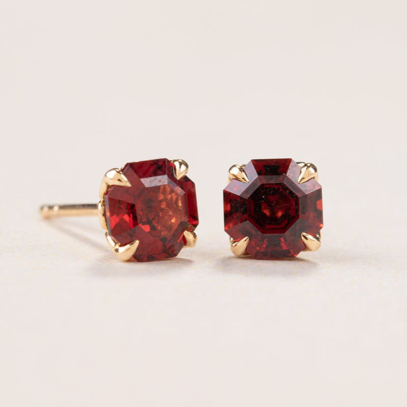 18ct Rose Gold Garnet Octavia Stud Earrings-Earrings-Walker & Hall
