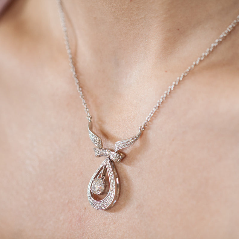 18ct White Gold Diamond Pendant-Necklace-Walker & Hall