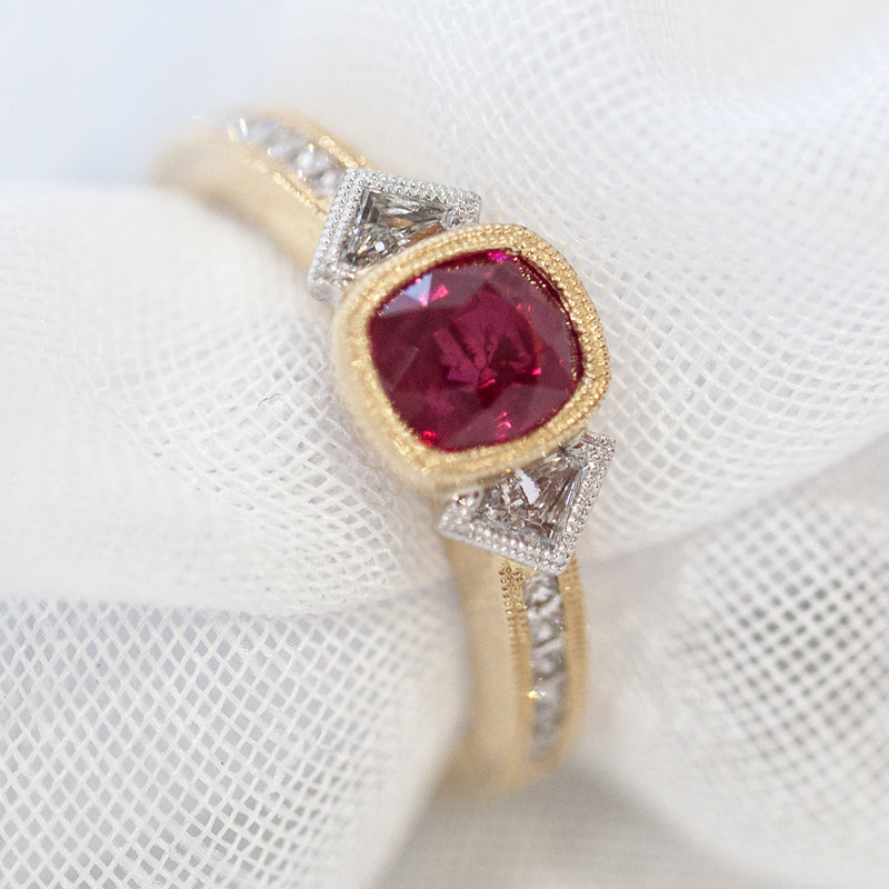 18ct Yellow Gold Ruby & Diamond Ring-Ring-Walker & Hall