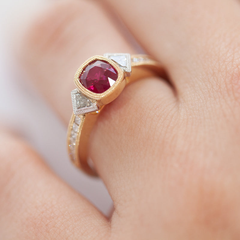 18ct Yellow Gold Ruby & Diamond Ring-Ring-Walker & Hall