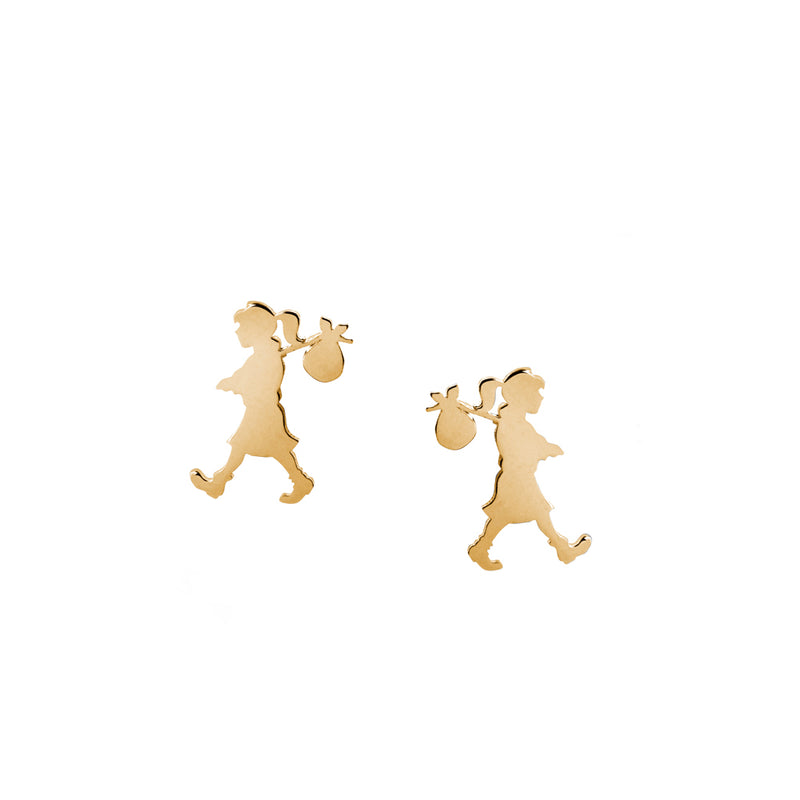 Karen Walker Mini Runaway Girl Studs - 9ct Yellow Gold-Earrings-Walker & Hall