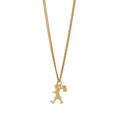 Karen Walker Mini Runaway Girl Necklace - 9ct Yellow Gold-Necklace-Walker & Hall