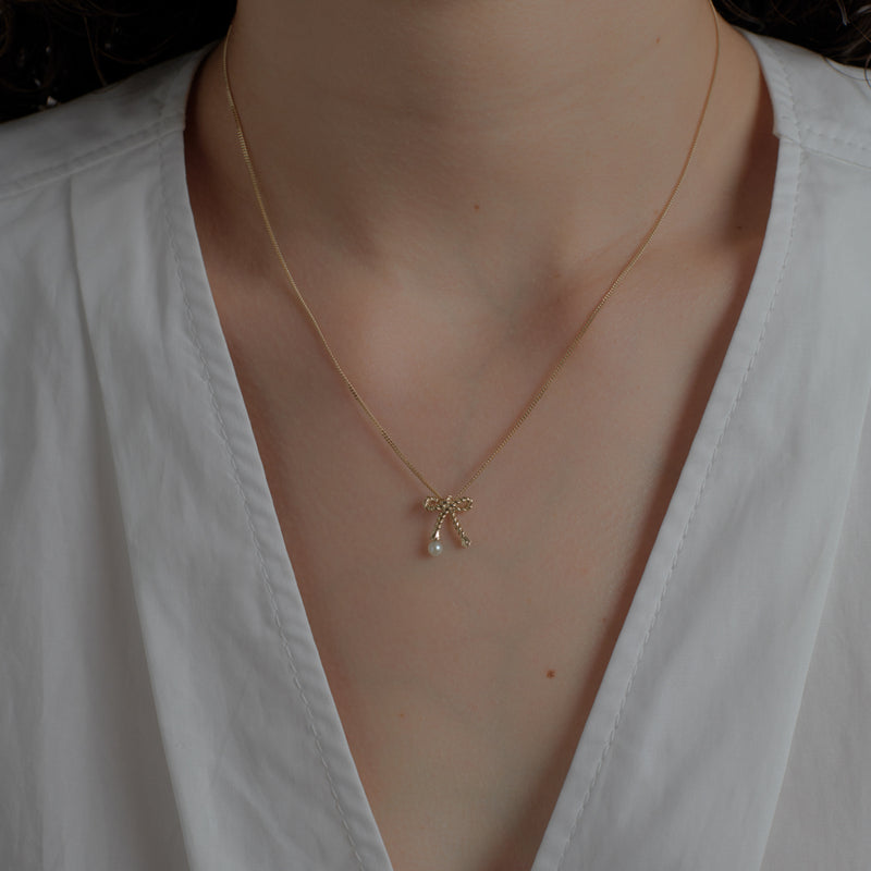 Karen Walker Love Knot Necklace - 9ct Yellow Gold-Necklace-Walker & Hall