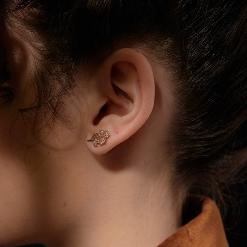 Karen Walker Leaf Stud Earrings - 9ct Yellow Gold-Earrings-Walker & Hall