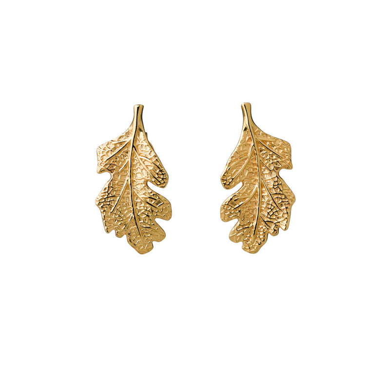 Karen Walker Leaf Stud Earrings - 9ct Yellow Gold-Earrings-Walker & Hall
