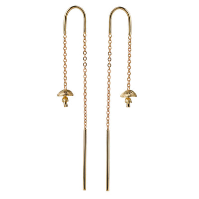 Karen Walker Mushroom Thread Earrings - 9ct Yellow Gold-Earrings-Walker & Hall