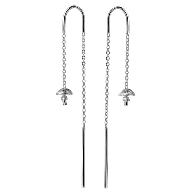 Karen Walker Mushroom Thread Earrings - Sterling Silver-Earrings-Walker & Hall