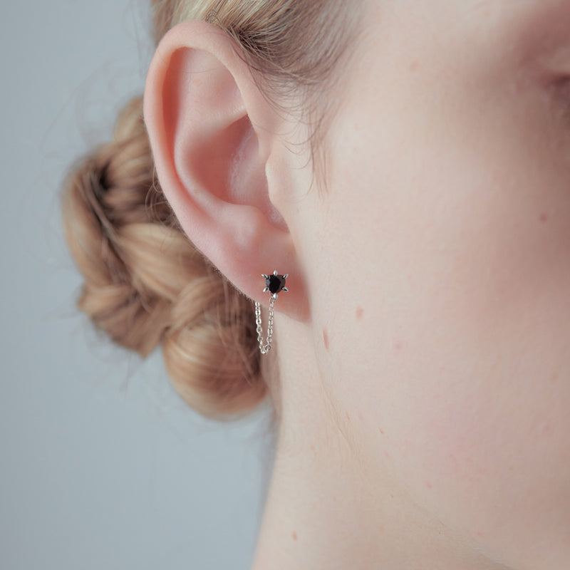 Karen Walker Cupid's Heart & Chain Earrings- Sterling Silver-Earrings-Walker & Hall