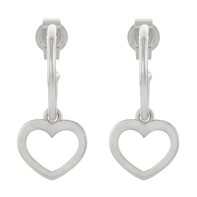 Karen Walker Heart Hoop Earrings - Sterling Silver-Earrings-Walker & Hall