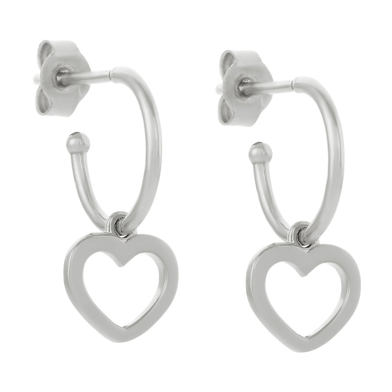Karen Walker Heart Hoop Earrings - Sterling Silver-Earrings-Walker & Hall